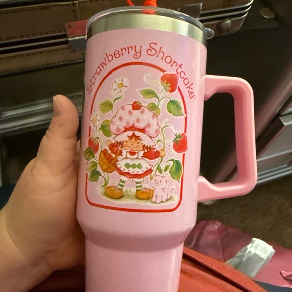 Strawberry Shortcake Pink Tumbler with Straw - Picture 3 of 4